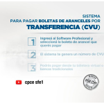 Medio de pago disponible por transferencia para boletas de aranceles.
