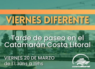 20/03 – 17.30hs VIERNES DIFERENTE Catamarán Costa Litoral